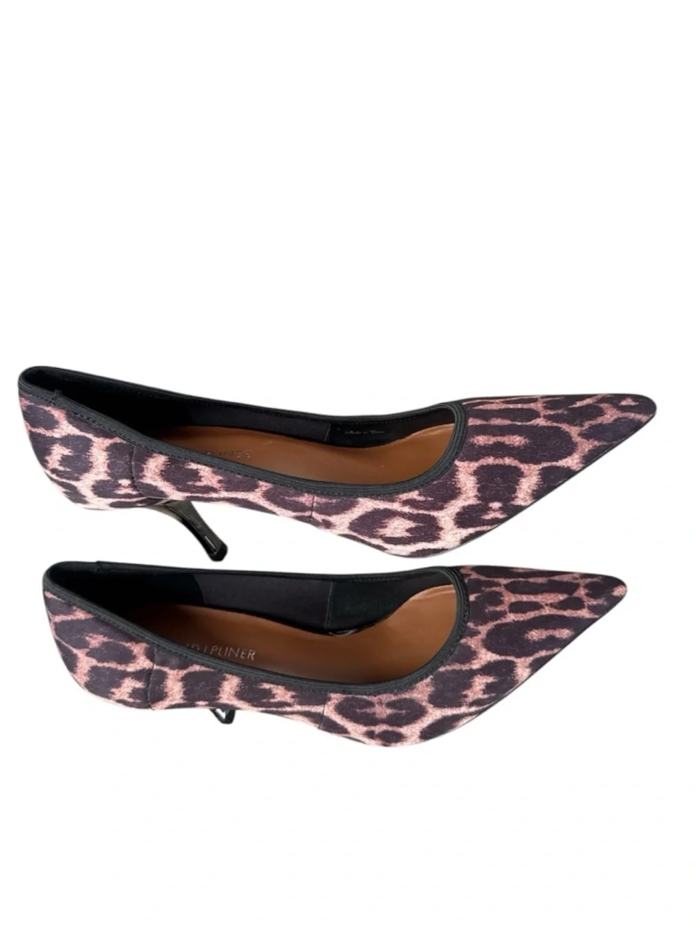 Donald J. Pliner Brown/Black Leopard-Print Pointed kitten Pumps, Size 8.5